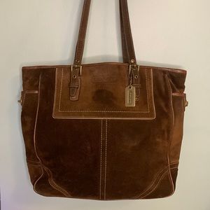 Coach Bag #F10411 Brown Suede Tote Bag
